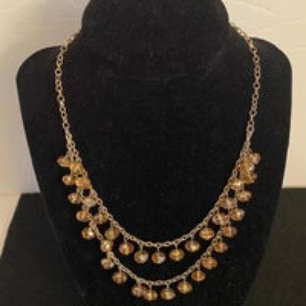 Cole Haan Amber Swarovski Crystals Two Strand Necklace